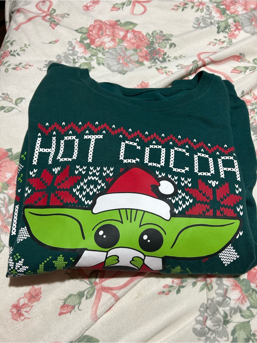 Star Wars Dark Green Holiday Crewneck with Festive Knit Graphic